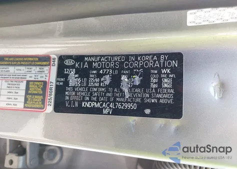 2020 Kia Sportage Lx z USA, uszkodzony, nr VIN KNDPMCAC4L7629950